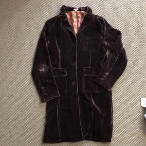 Hartford long brown velvet blazer